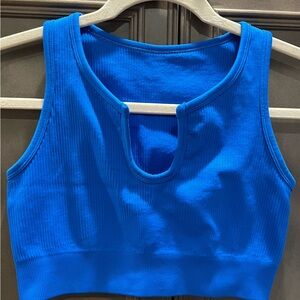 Royal Blue Medium Sleeveless Tank Top with Scoop Neckline and Cut Out